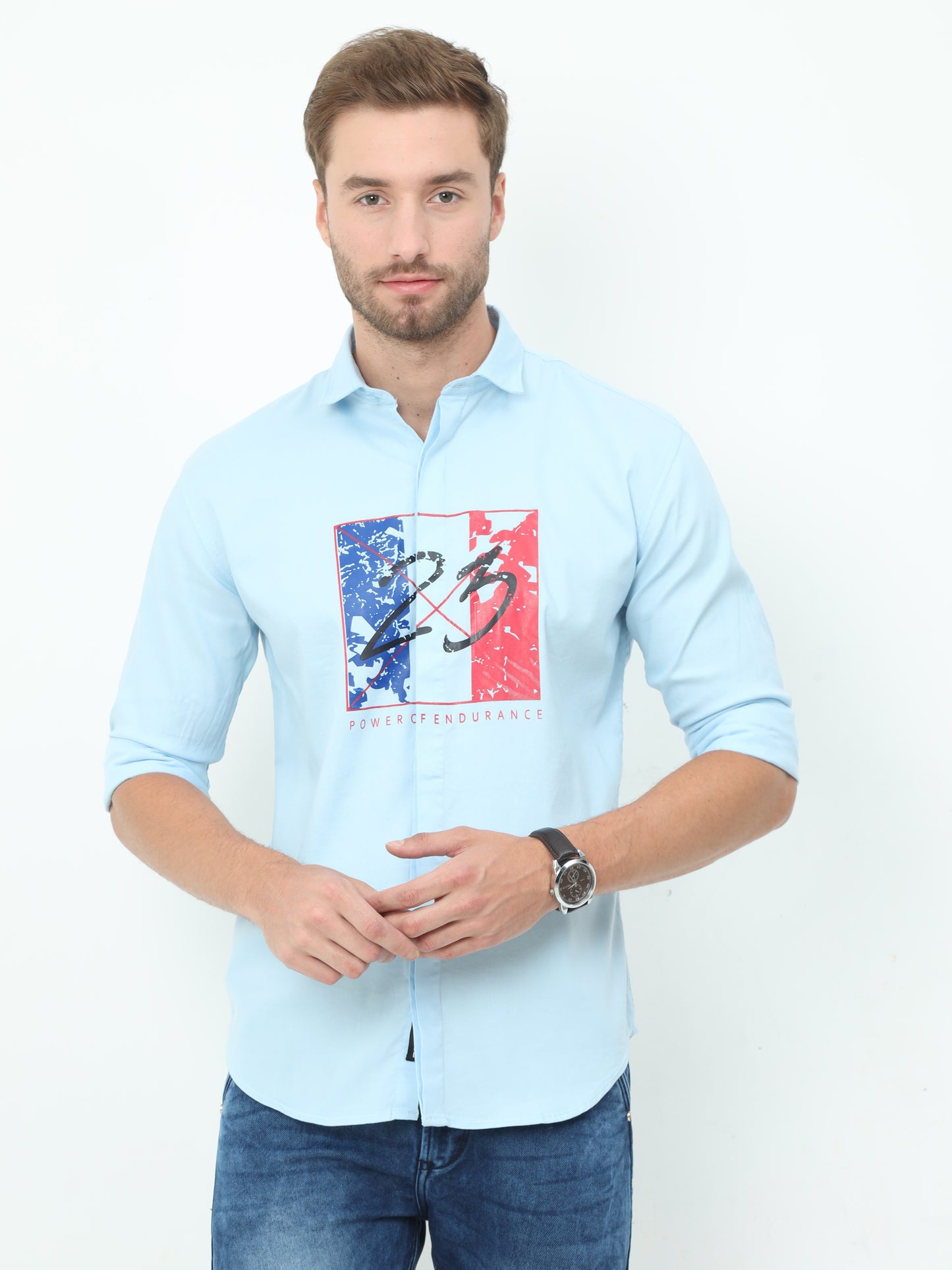 Onfire Fresco Designer Sky Blue Shirt