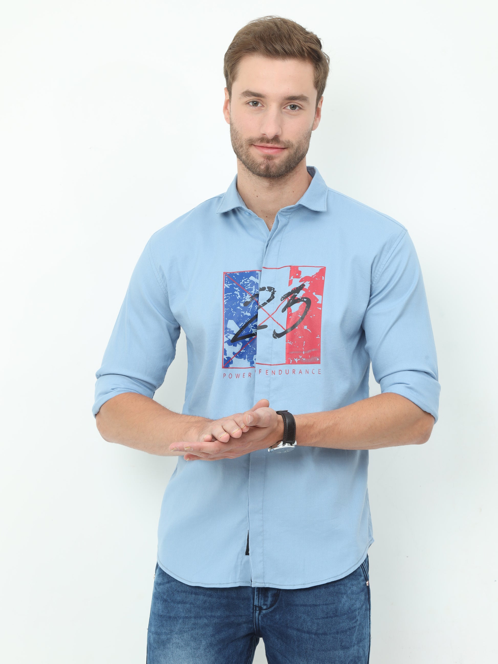 Onfire Designer Aqua Blue Shirt