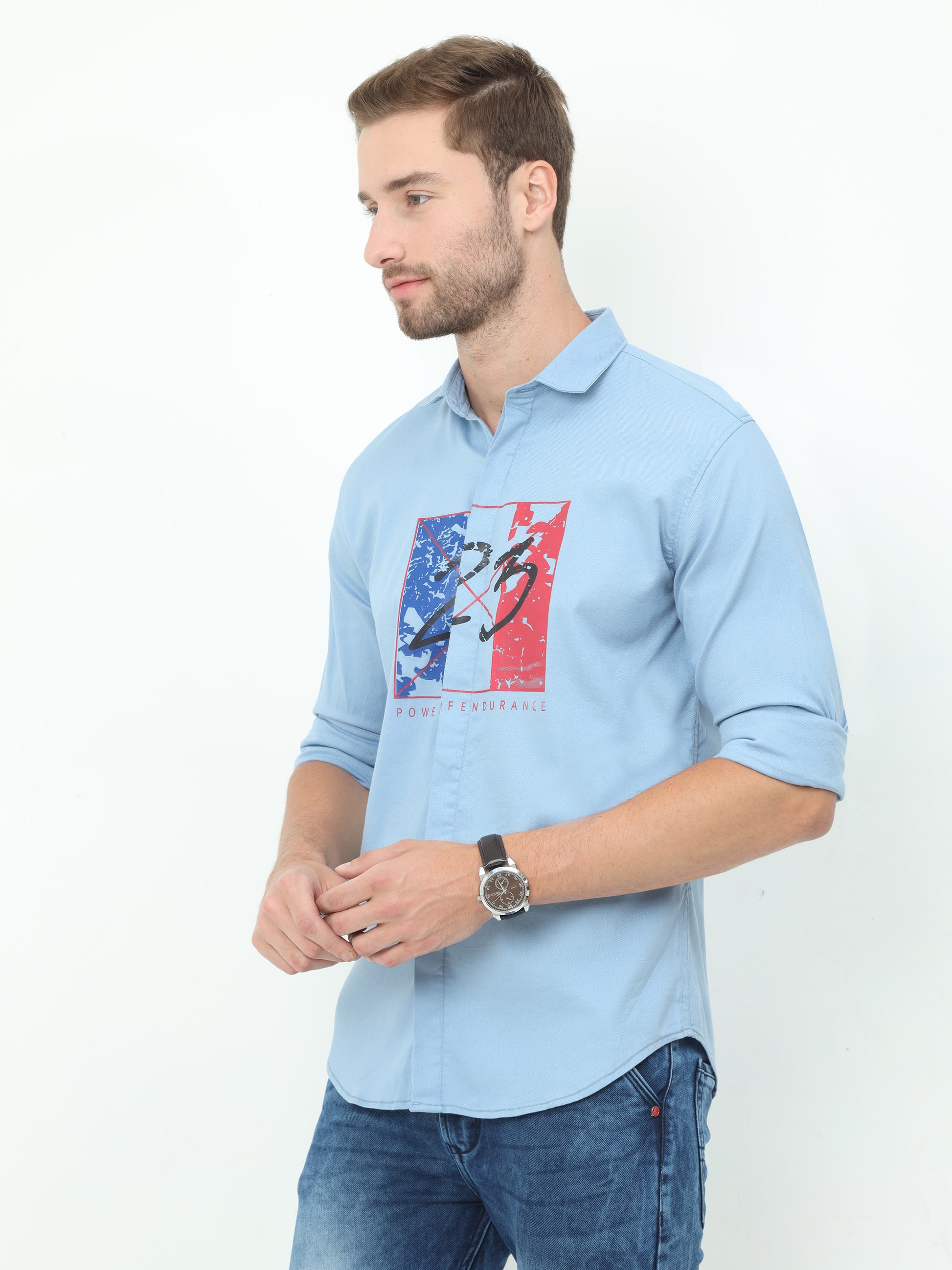 Onfire Designer Aqua Blue Shirt