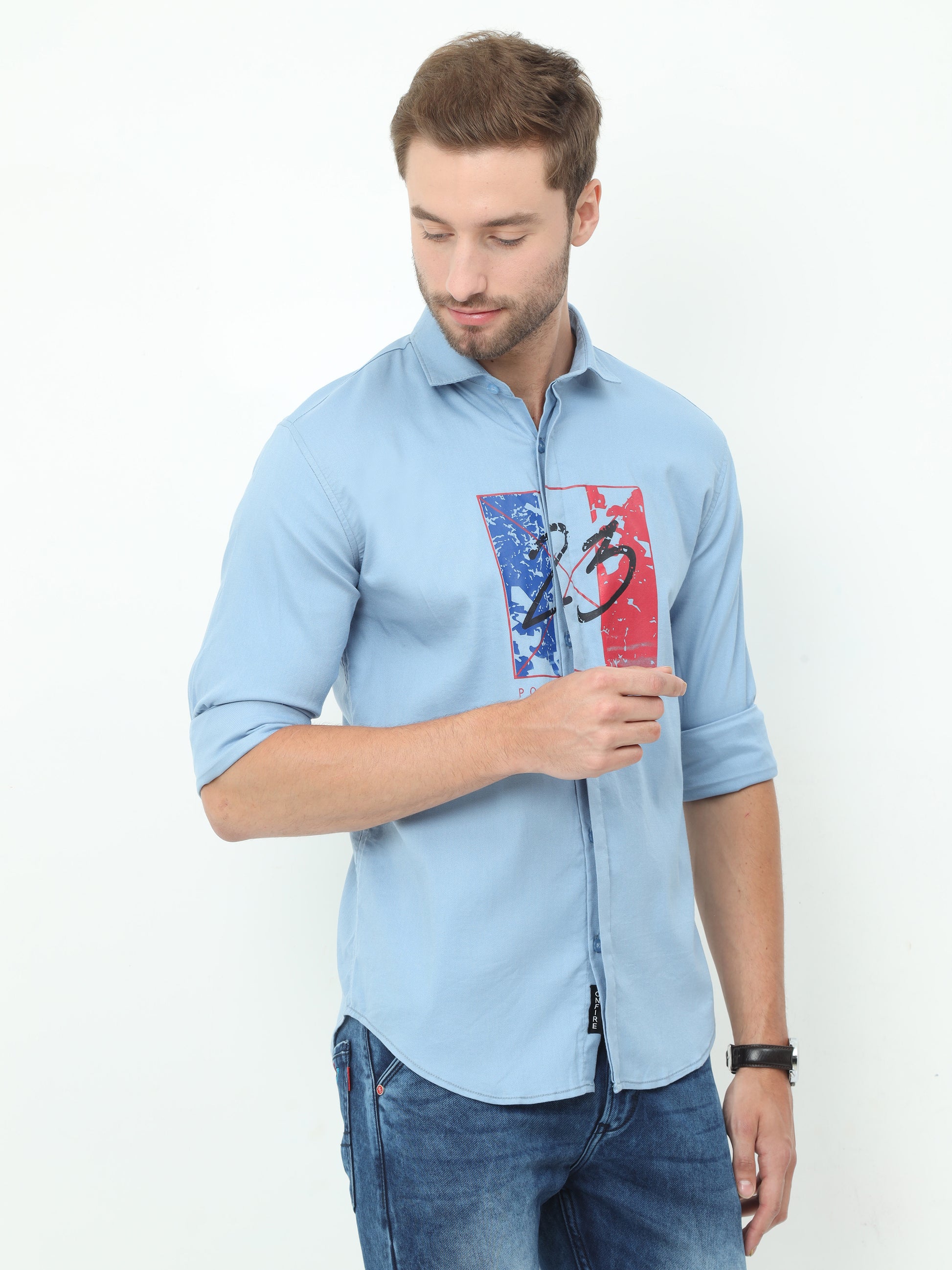 Onfire Designer Aqua Blue Shirt