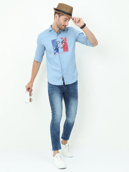 Onfire Designer Aqua Blue Shirt