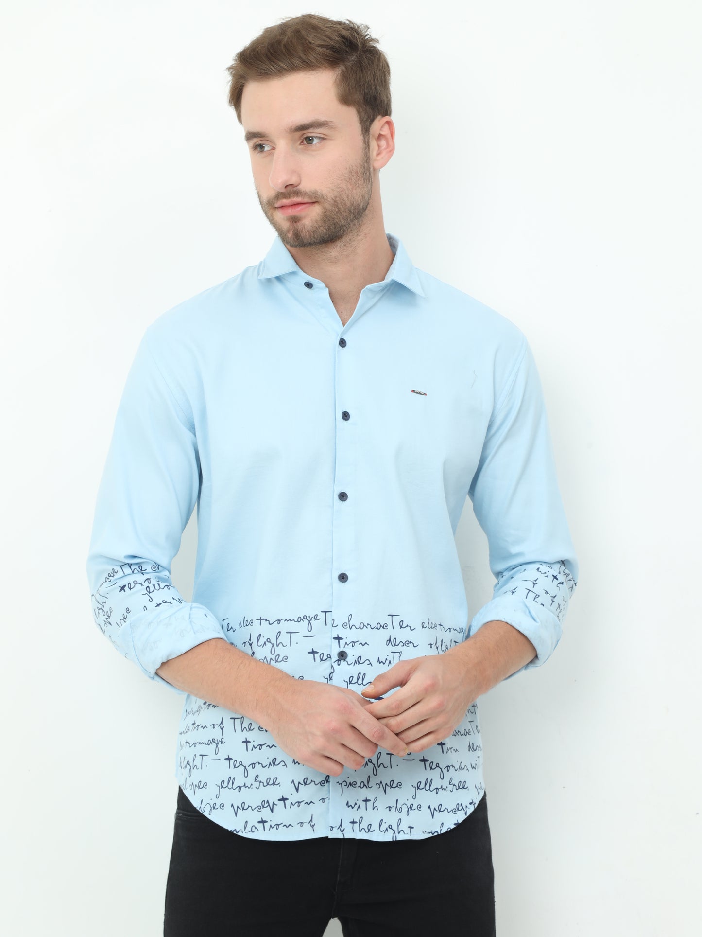 Onfire Mario Designer Sky Blue Shirt