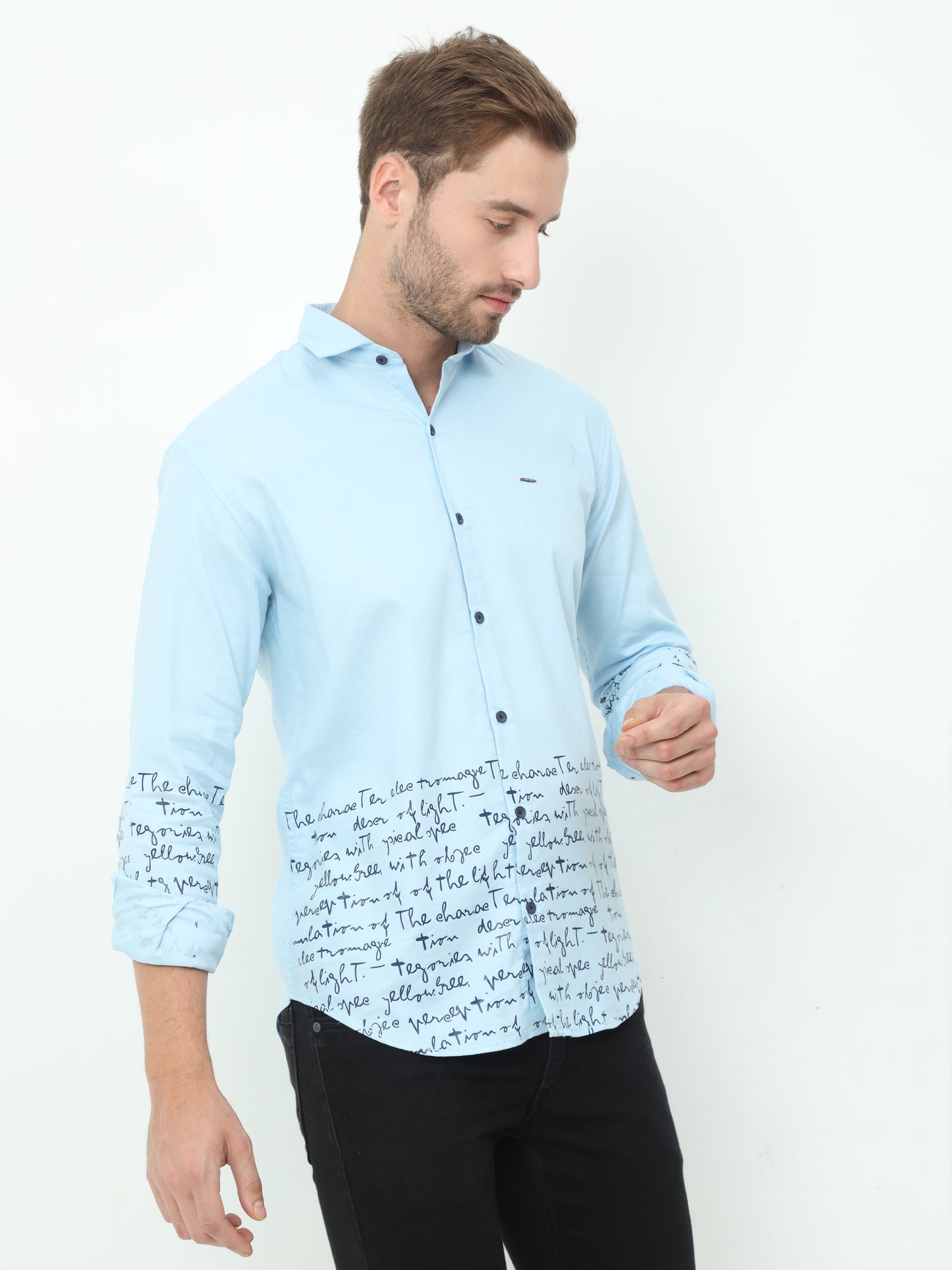 Onfire Mario Designer Sky Blue Shirt