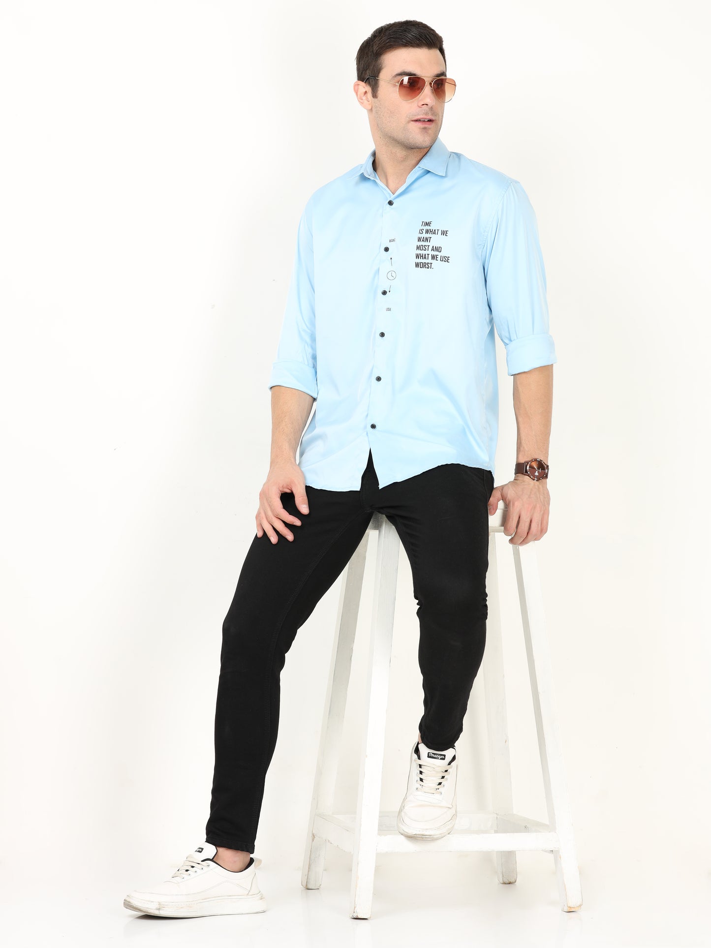 Onfire Designer Sky Blue Shirt