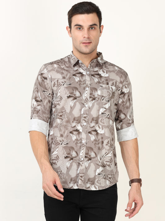 Onfire Dynamic Digital Print Shirt - Light Brown