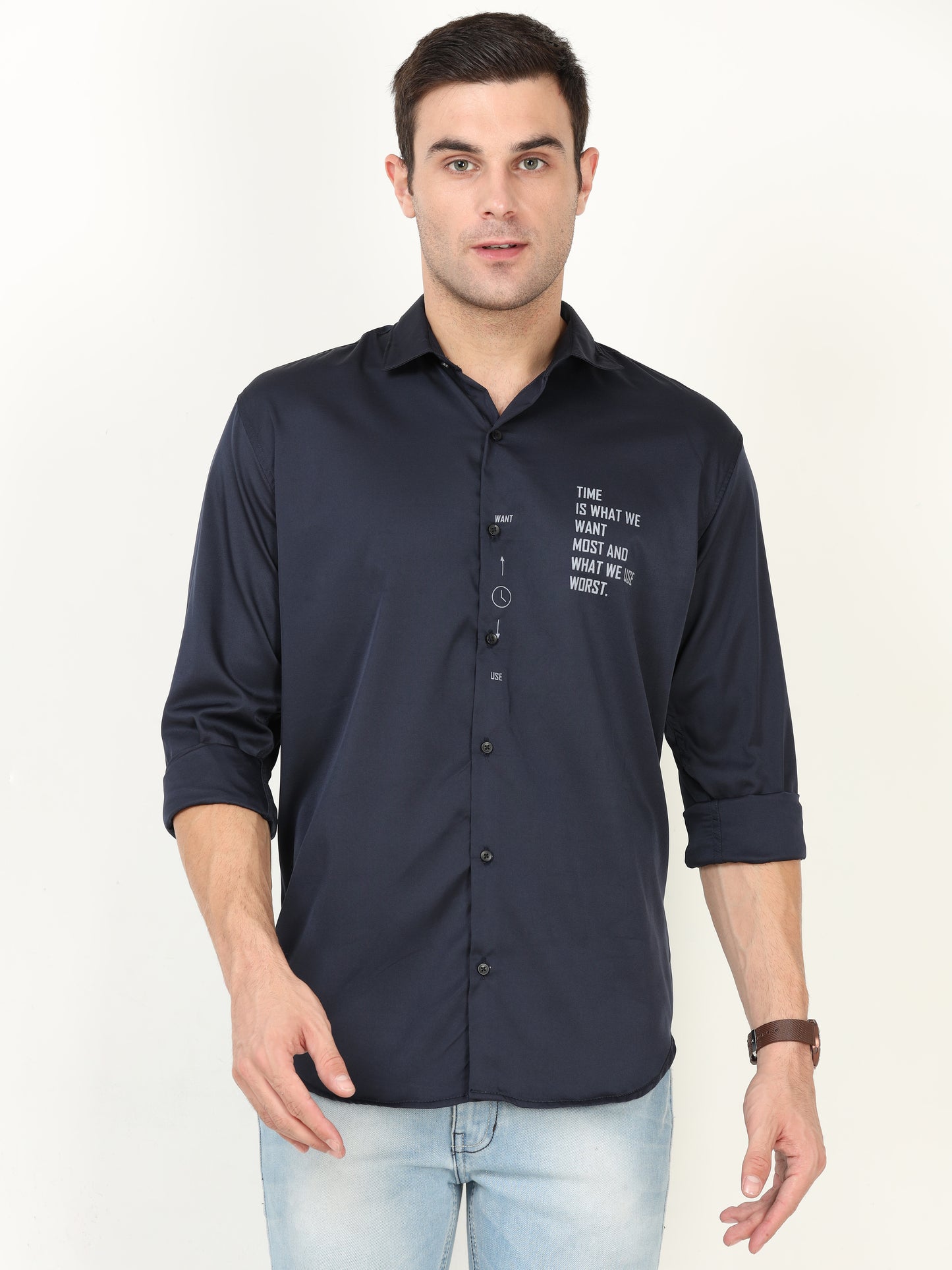 Onfire Designer Navy Blue Shirt