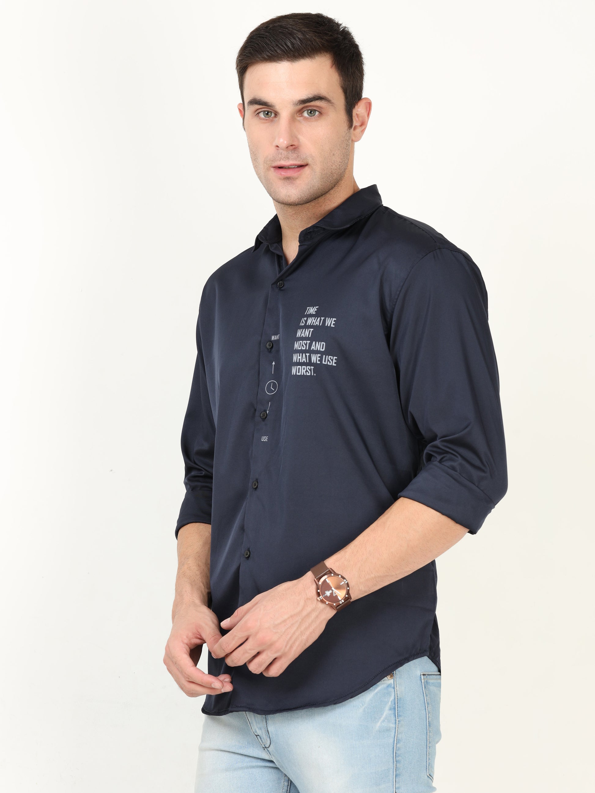 Onfire Designer Navy Blue Shirt