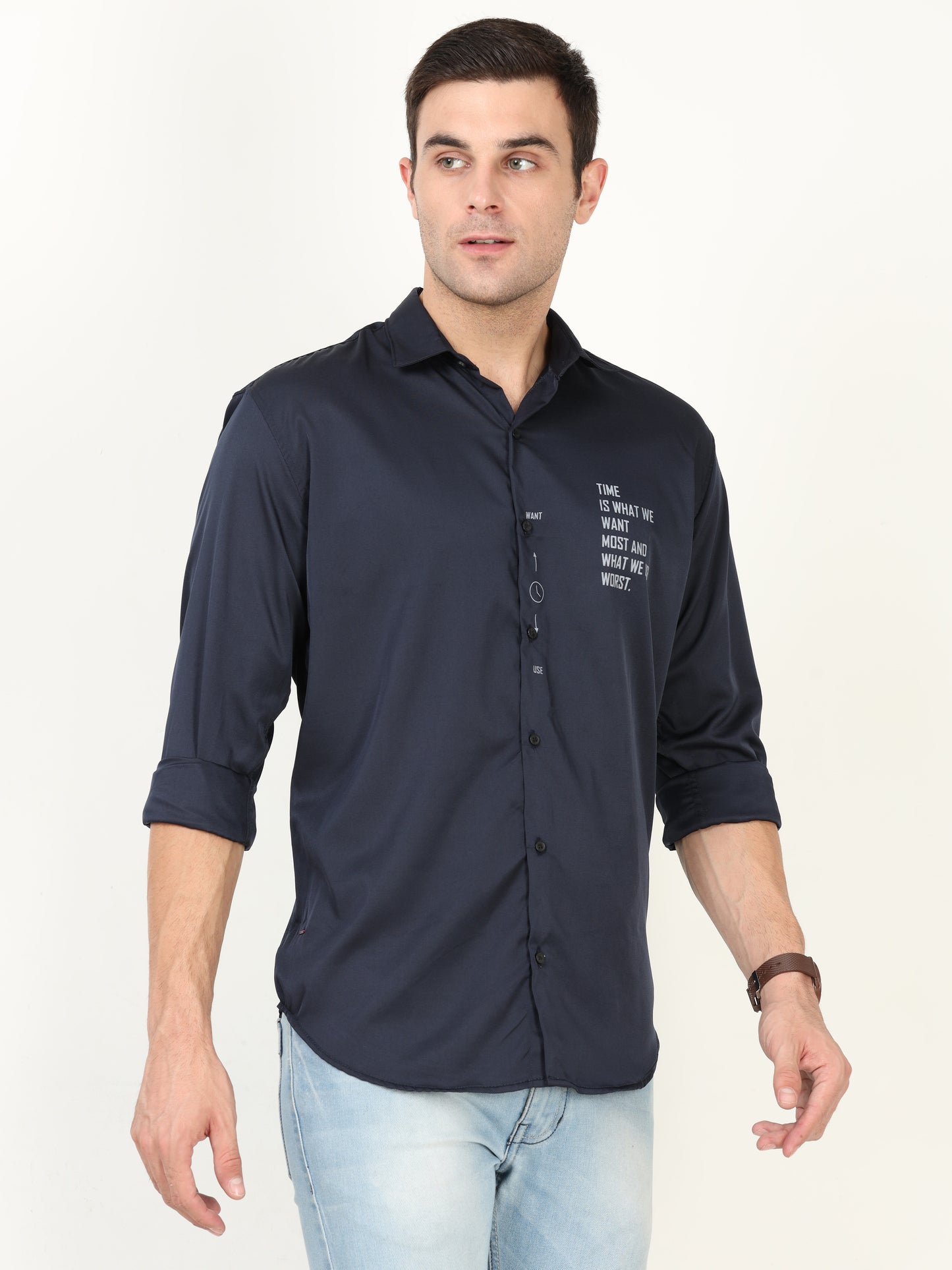 Onfire Designer Navy Blue Shirt