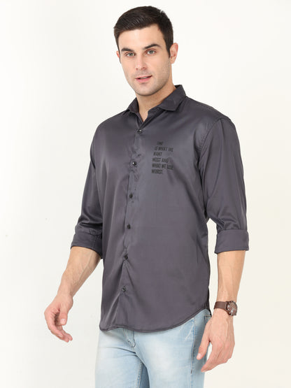 Onfire Designer Metallic Grey Shirt