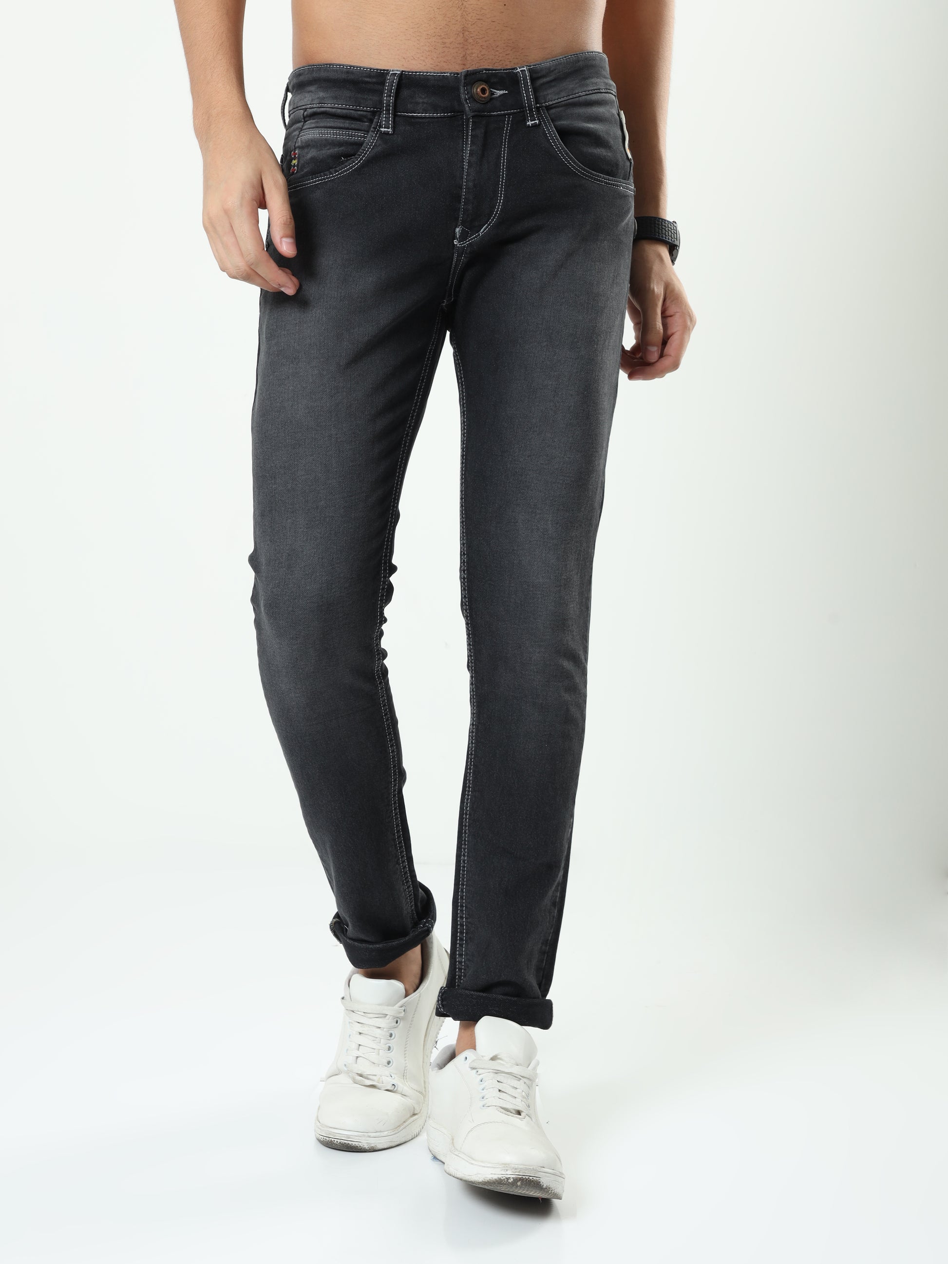 Onfire Dark Grey Skinny Fit Jeans