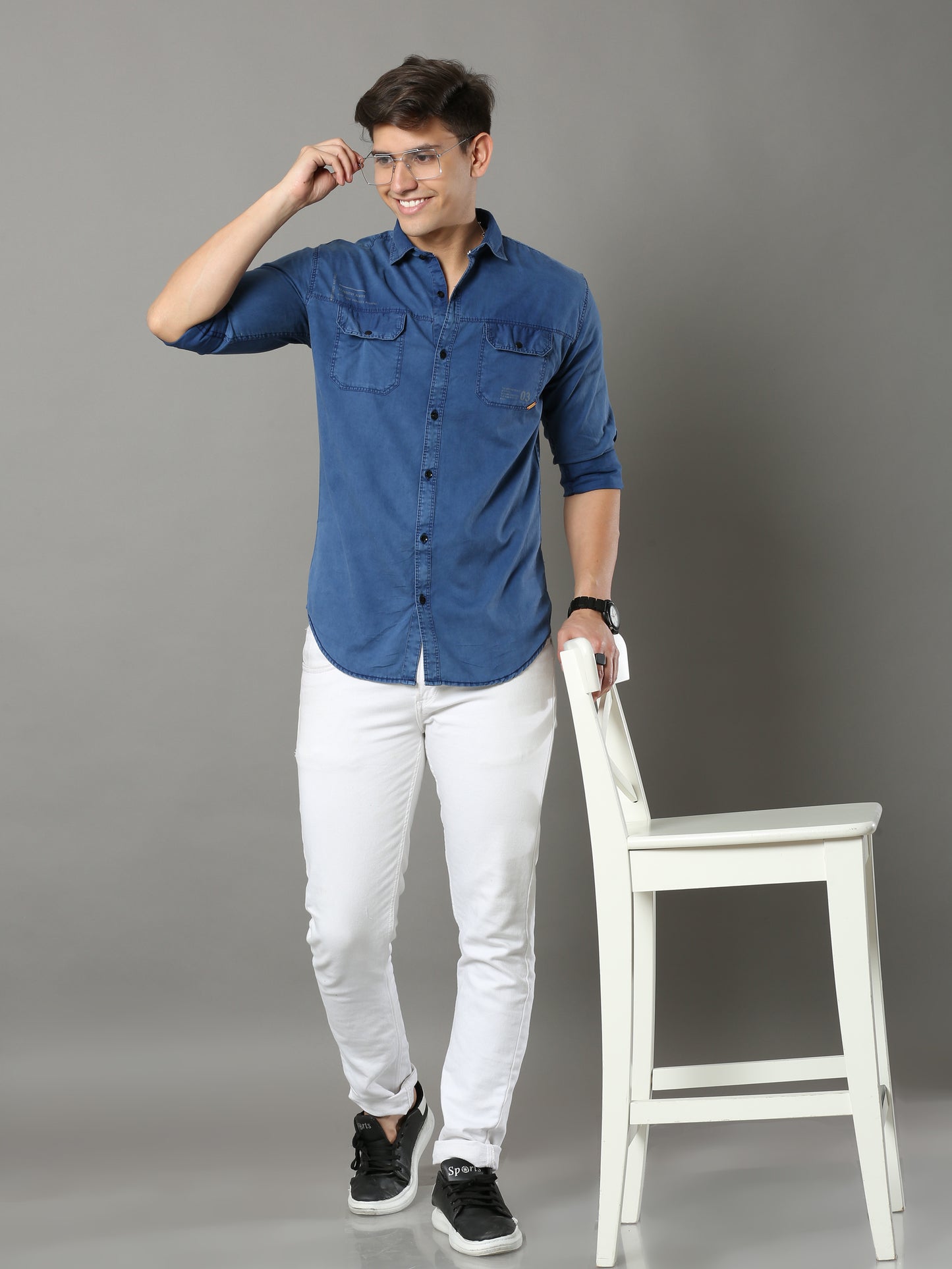 Onfire Sulphur Cargo Blue Shirt