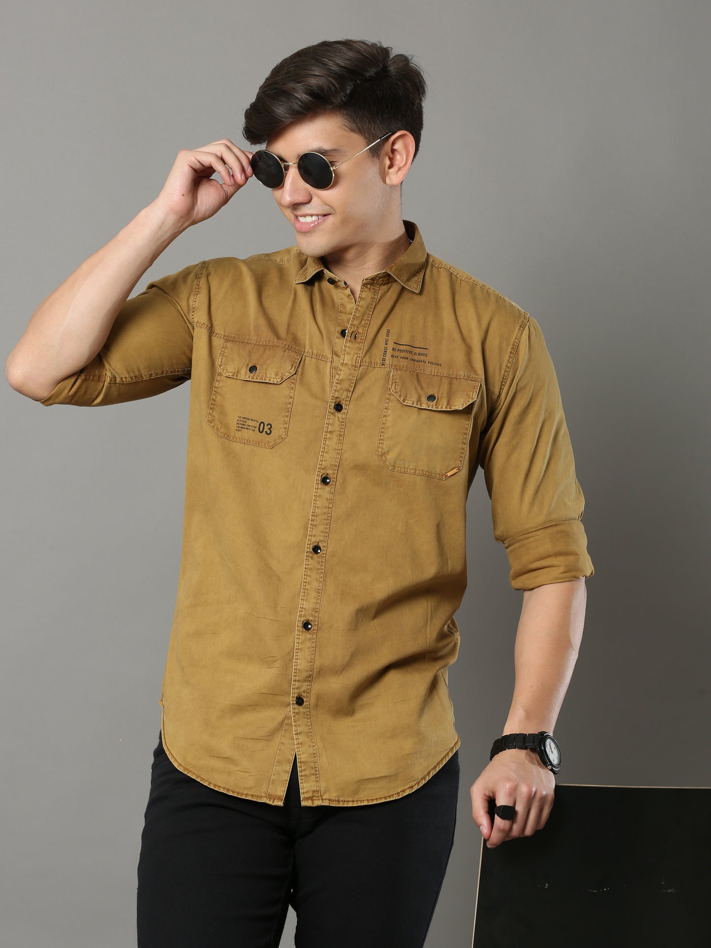 Onfire Sulphur Cargo Musturd Shirt