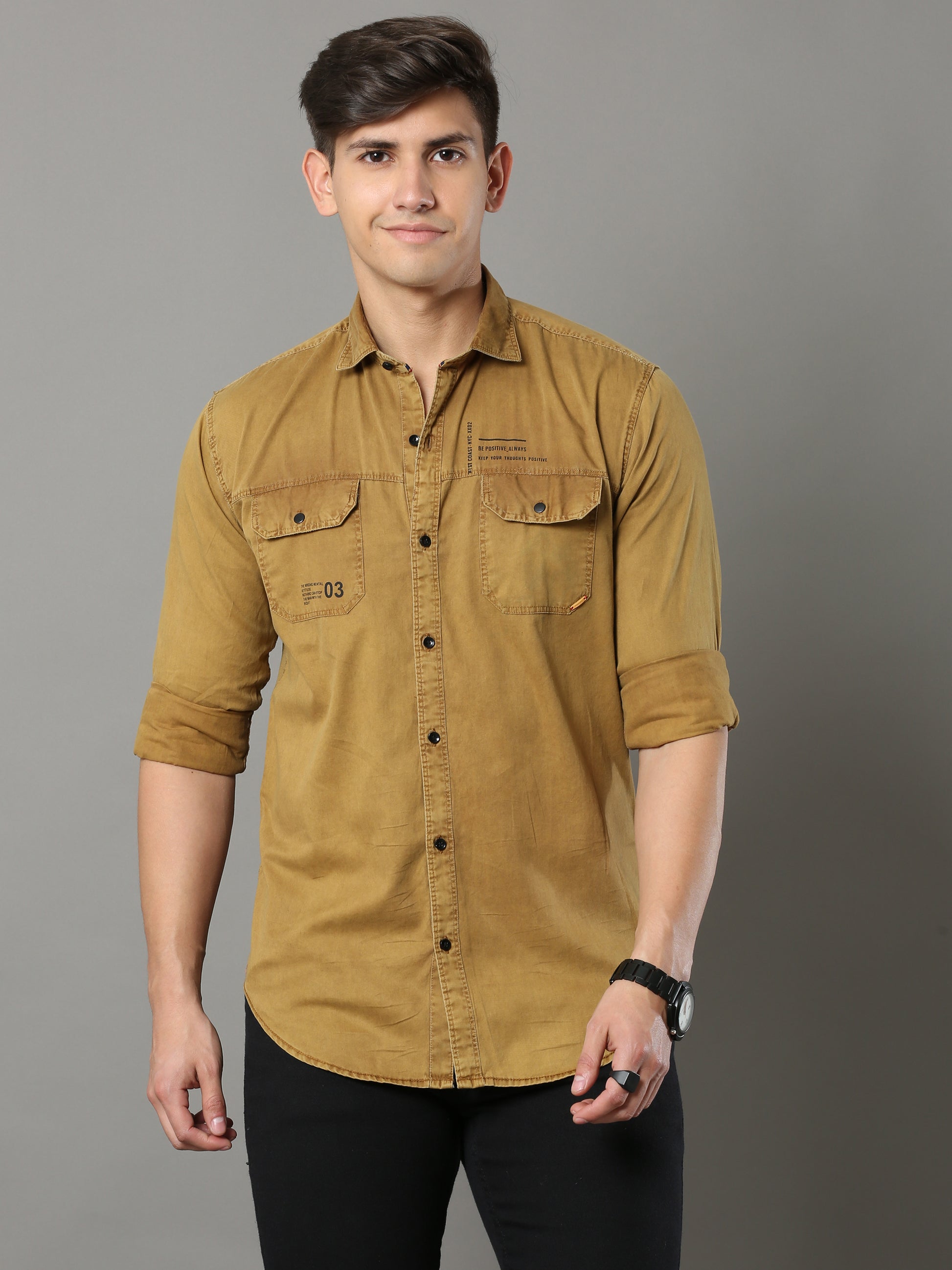 Onfire Sulphur Cargo Musturd Shirt