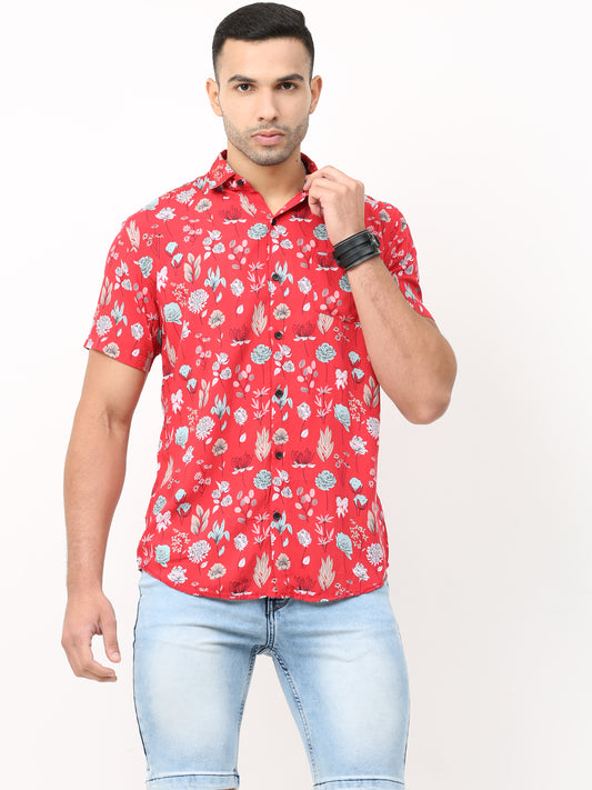 Onfire Floral Red Shirt