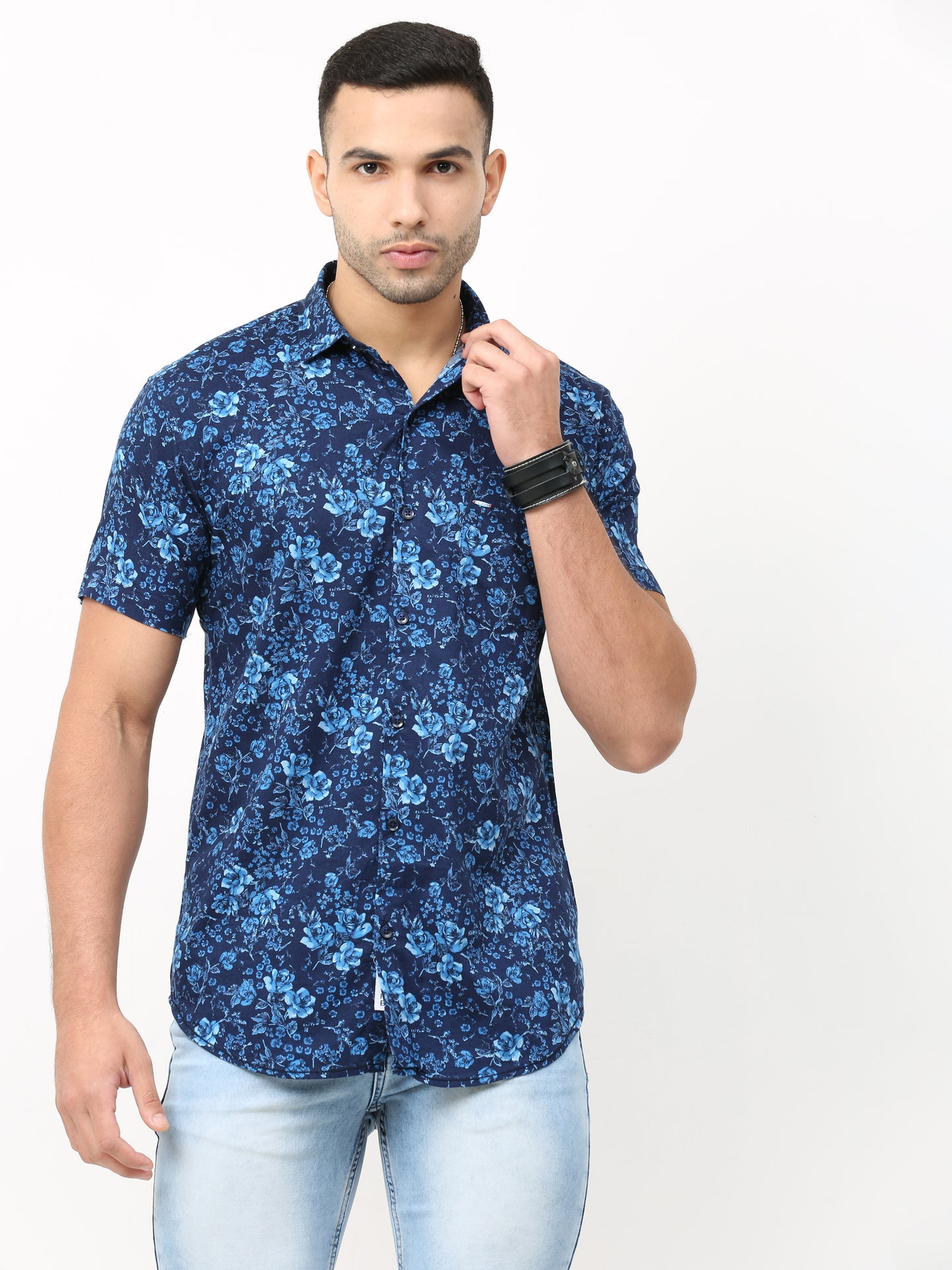 Onfire Floral Blue Shirt