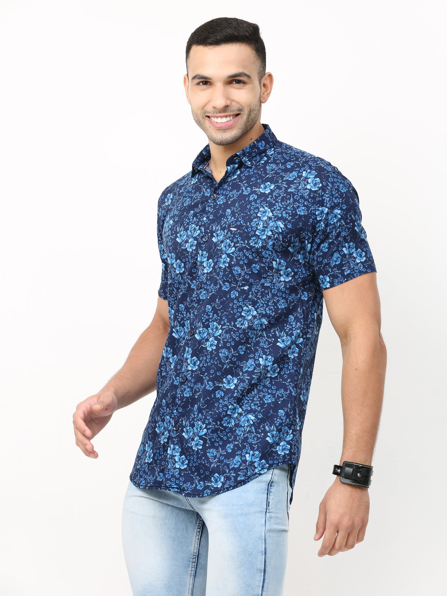 Onfire Floral Blue Shirt