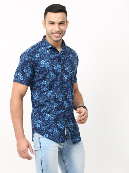 Onfire Floral Blue Shirt