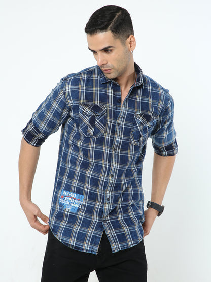 Onfire Oia Denim Checks Cargo Shirt