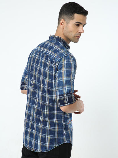 Onfire Oia Denim Checks Cargo Shirt