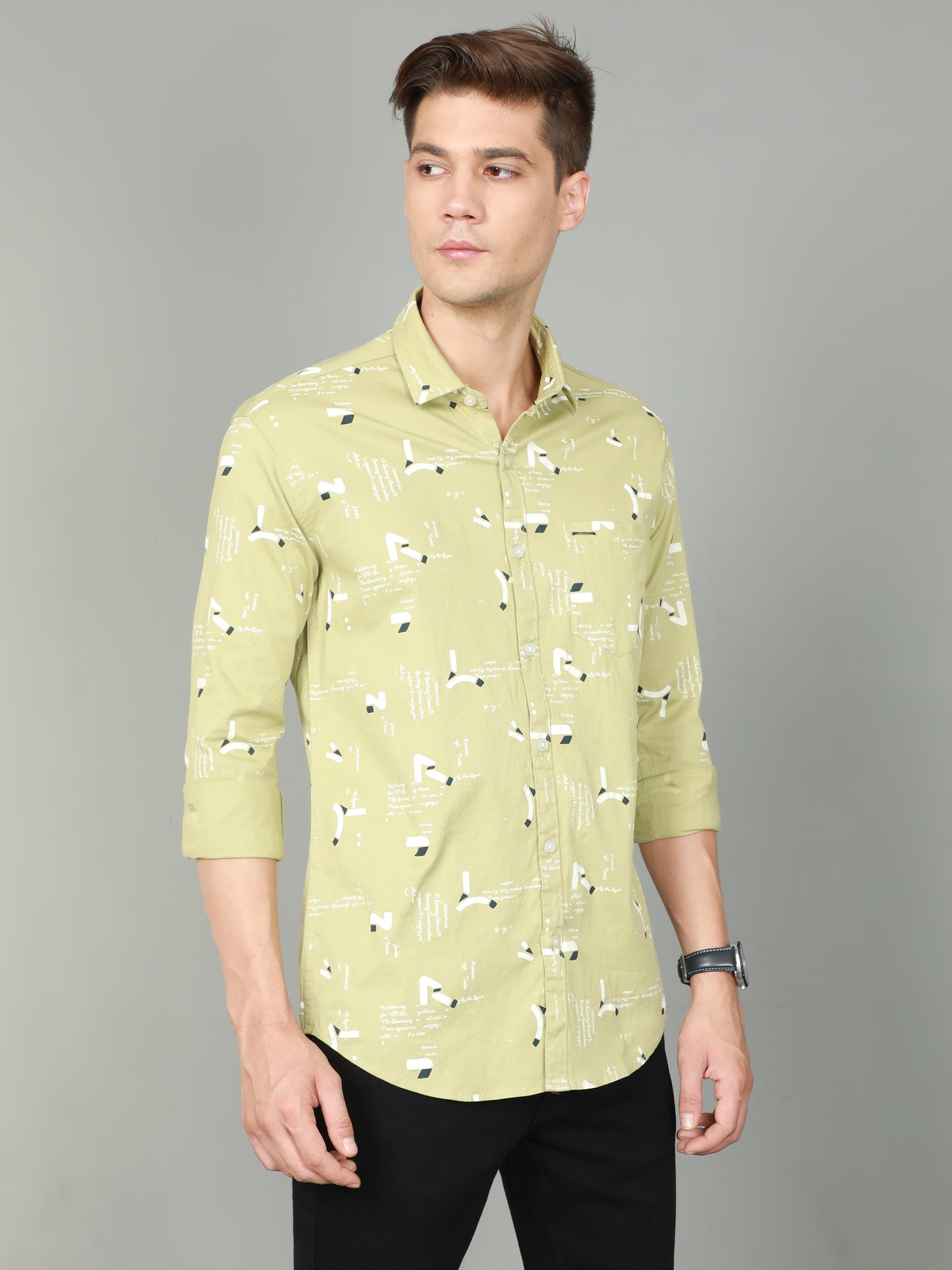 Onfire Printed Light Green Shirt - A2106A