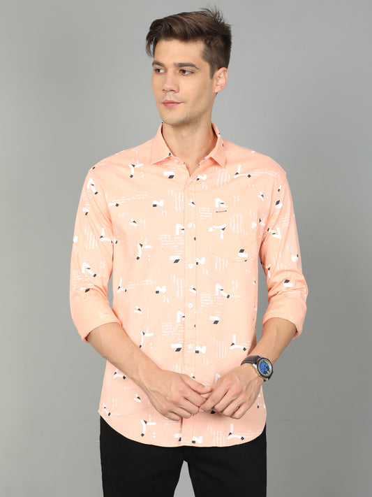 Onfire Printed Light Orange Shirt - A2106A