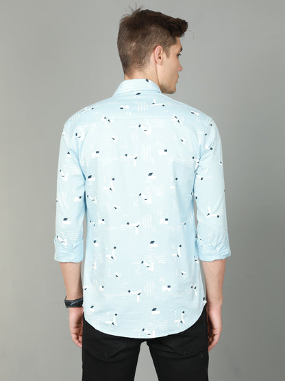 Onfire Printed Sky Blue Shirt - A2106A