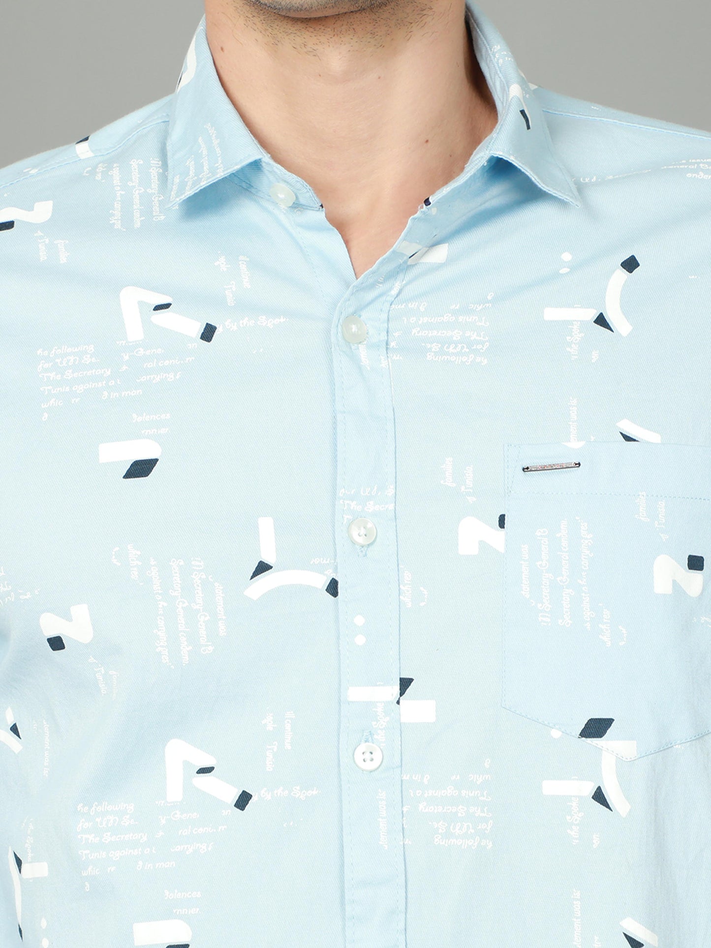 Onfire Printed Sky Blue Shirt - A2106A