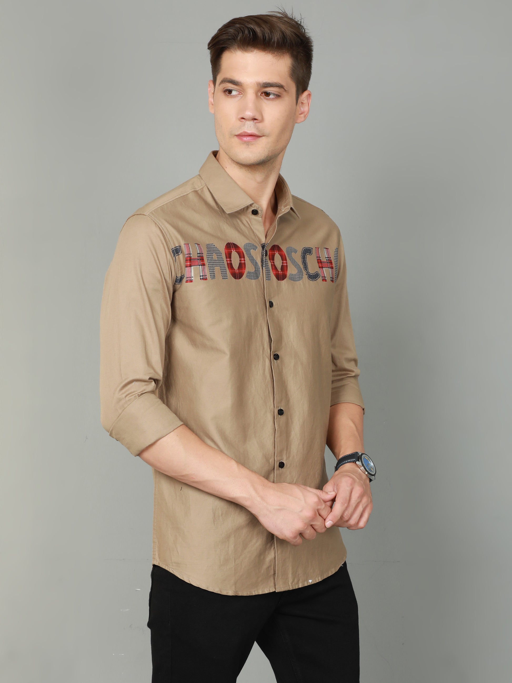 Onfire Designer Beige Shirt