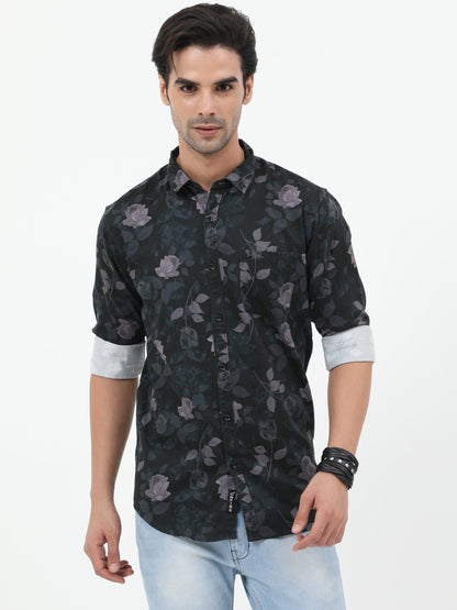 Onfire Digital Print Shirt - Black