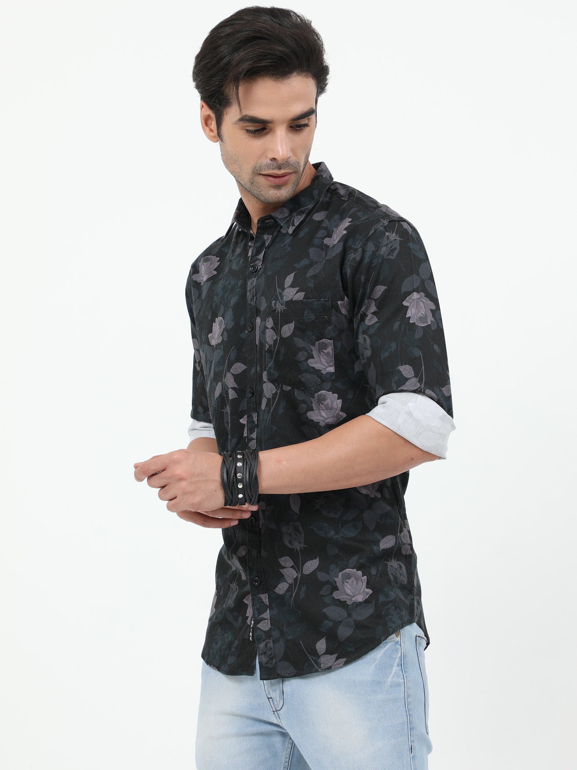 Onfire Digital Print Shirt - Black