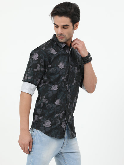 Onfire Digital Print Shirt - Black