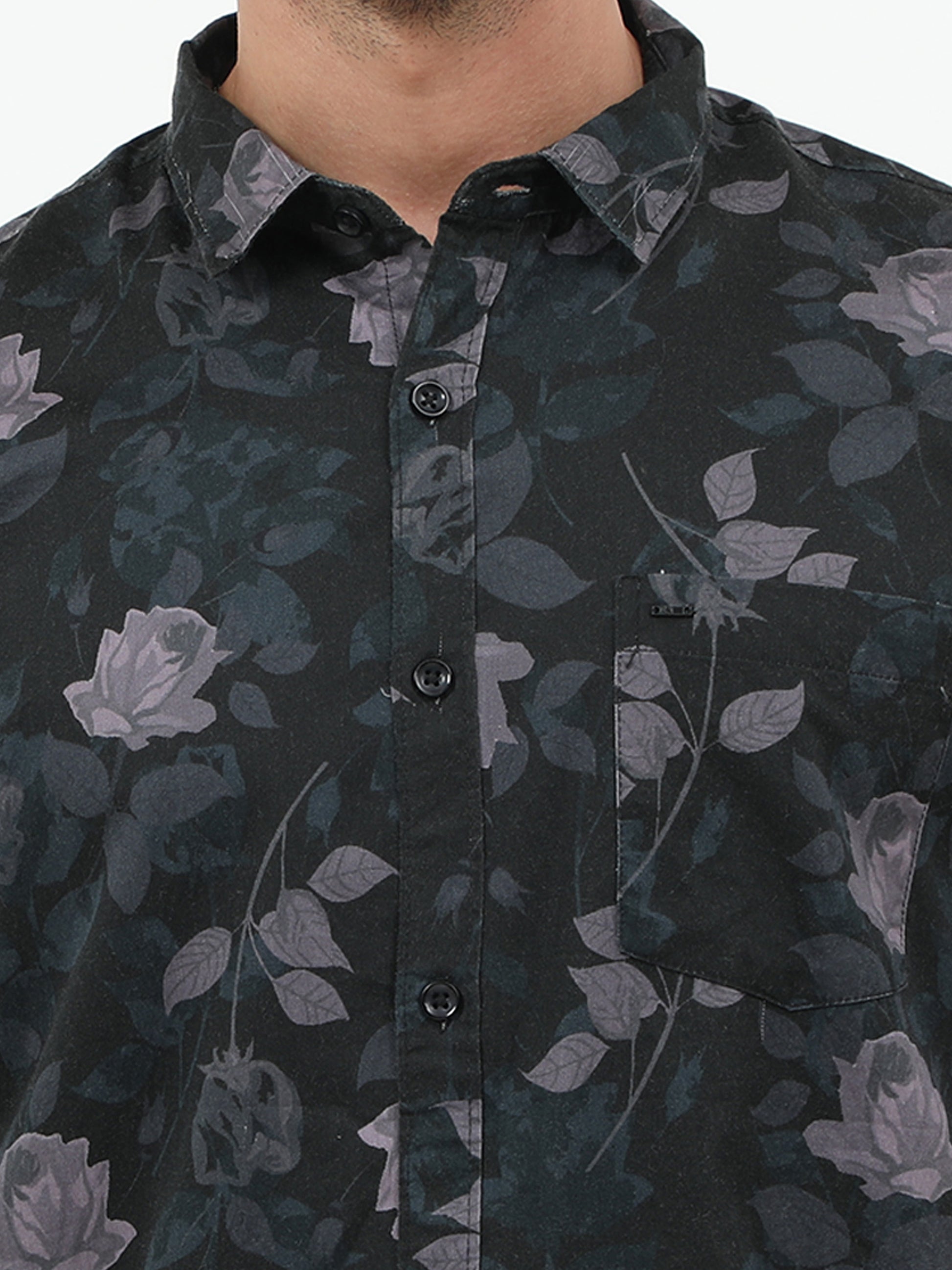 Onfire Digital Print Shirt - Black