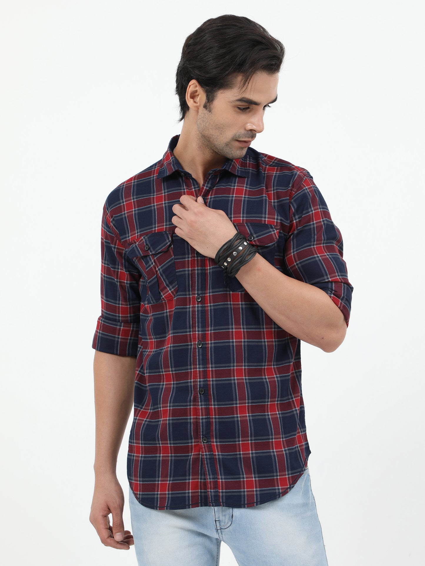 Onfire Checks Red/Blue Cargo Shirt