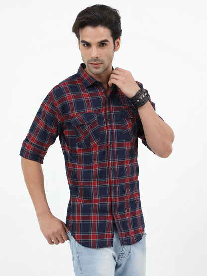 Onfire Checks Red/Blue Cargo Shirt