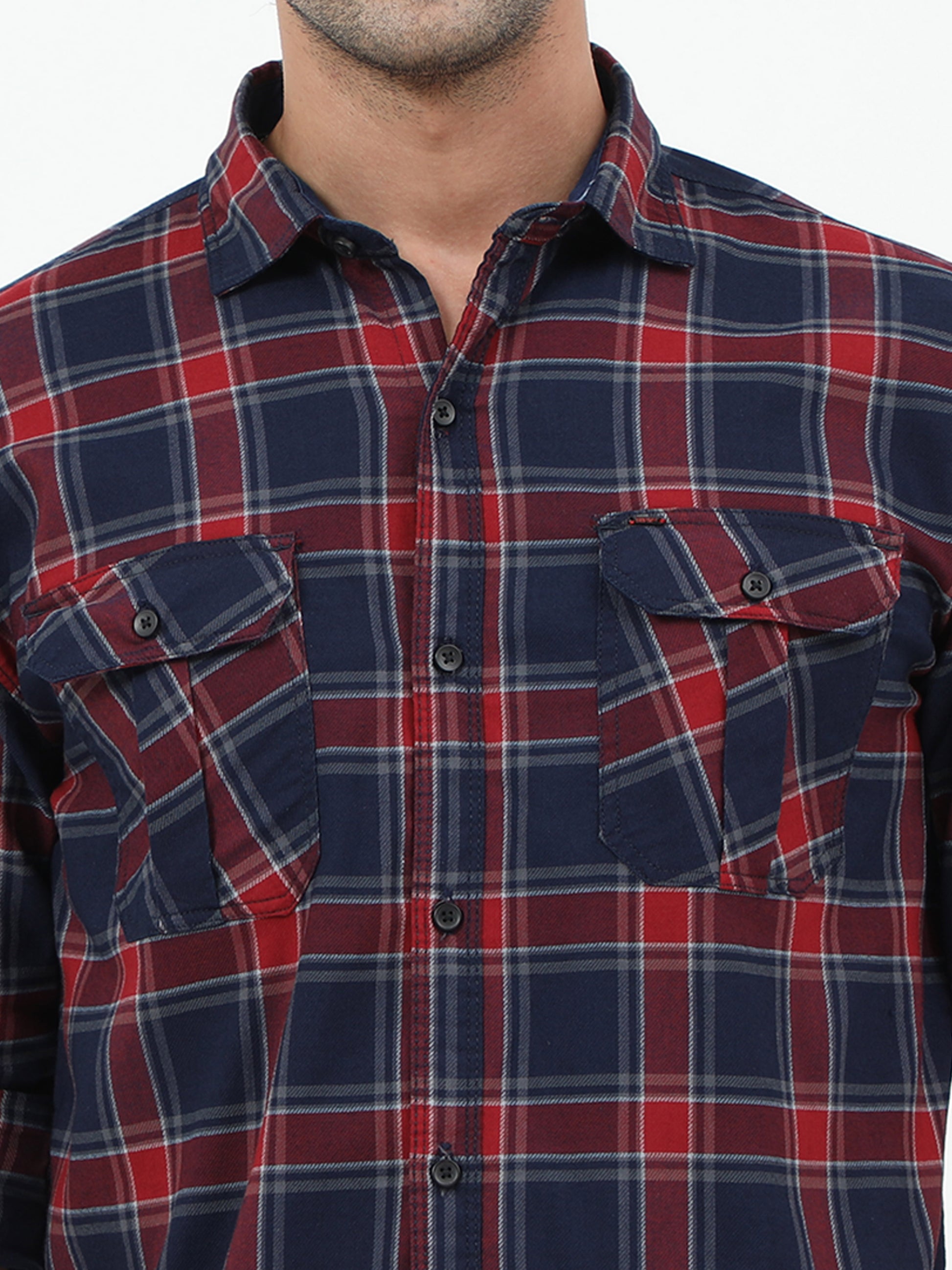 Onfire Checks Red/Blue Cargo Shirt