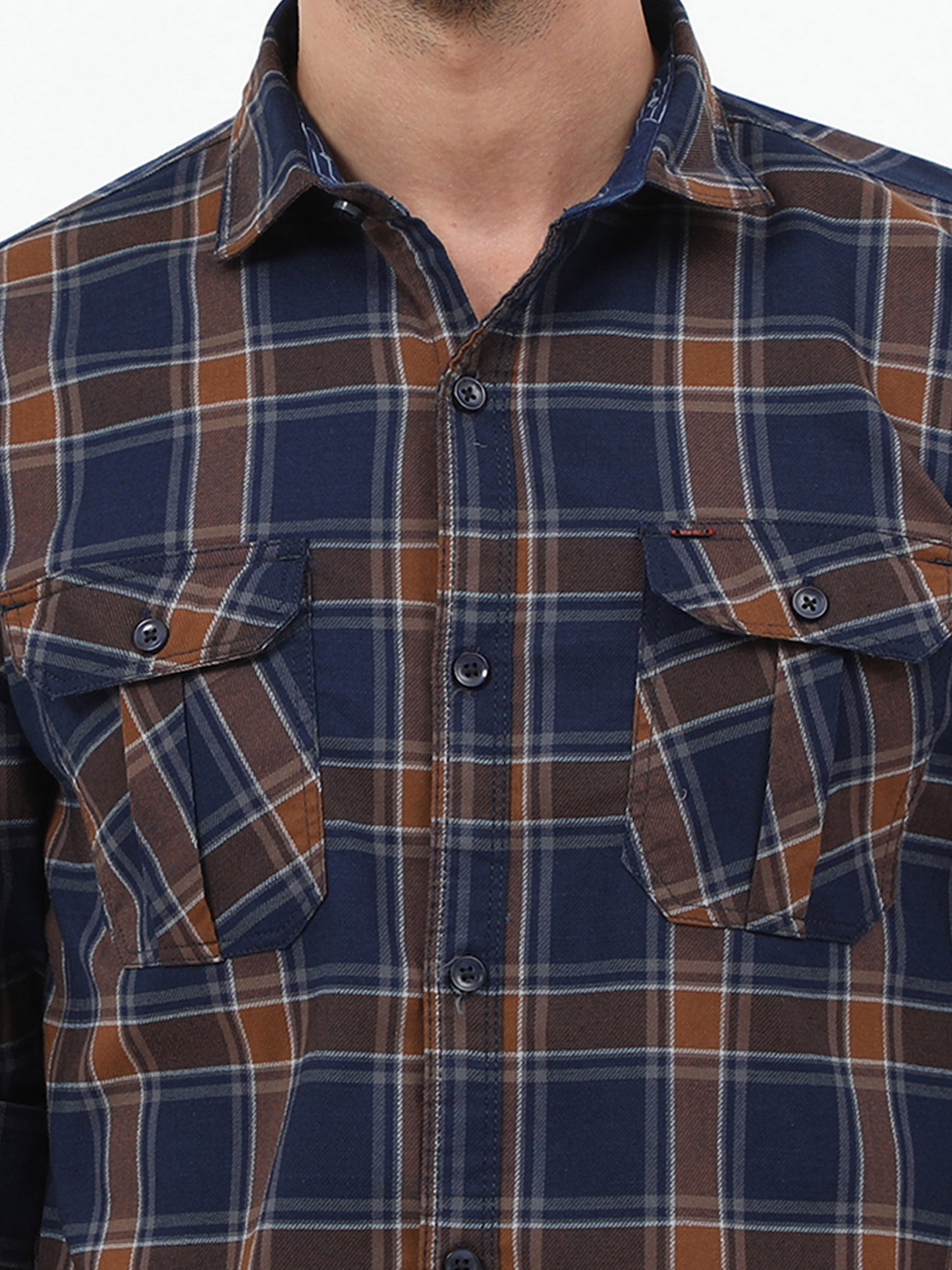 Onfire Checks Cargo Shirt - Brown