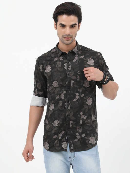 Onfire Abstract Digital Print Shirt - Brown