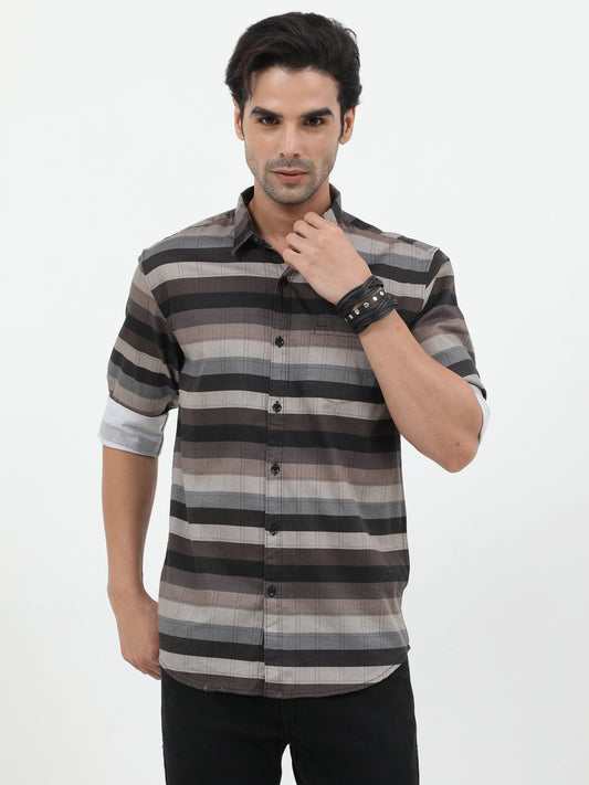 Onfire Digital Print Shirt - Dark Brown