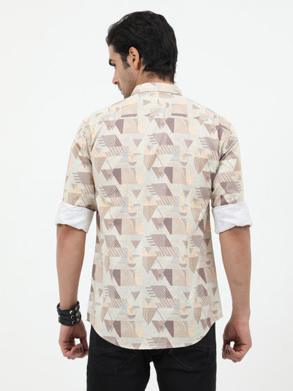 Onfire Abstract Digital Print Shirt - Light Brown