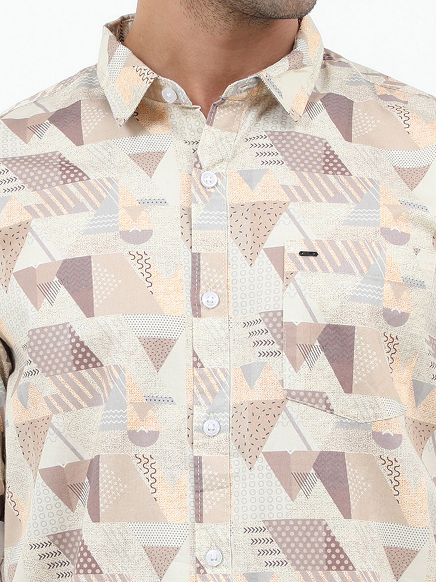 Onfire Abstract Digital Print Shirt - Light Brown