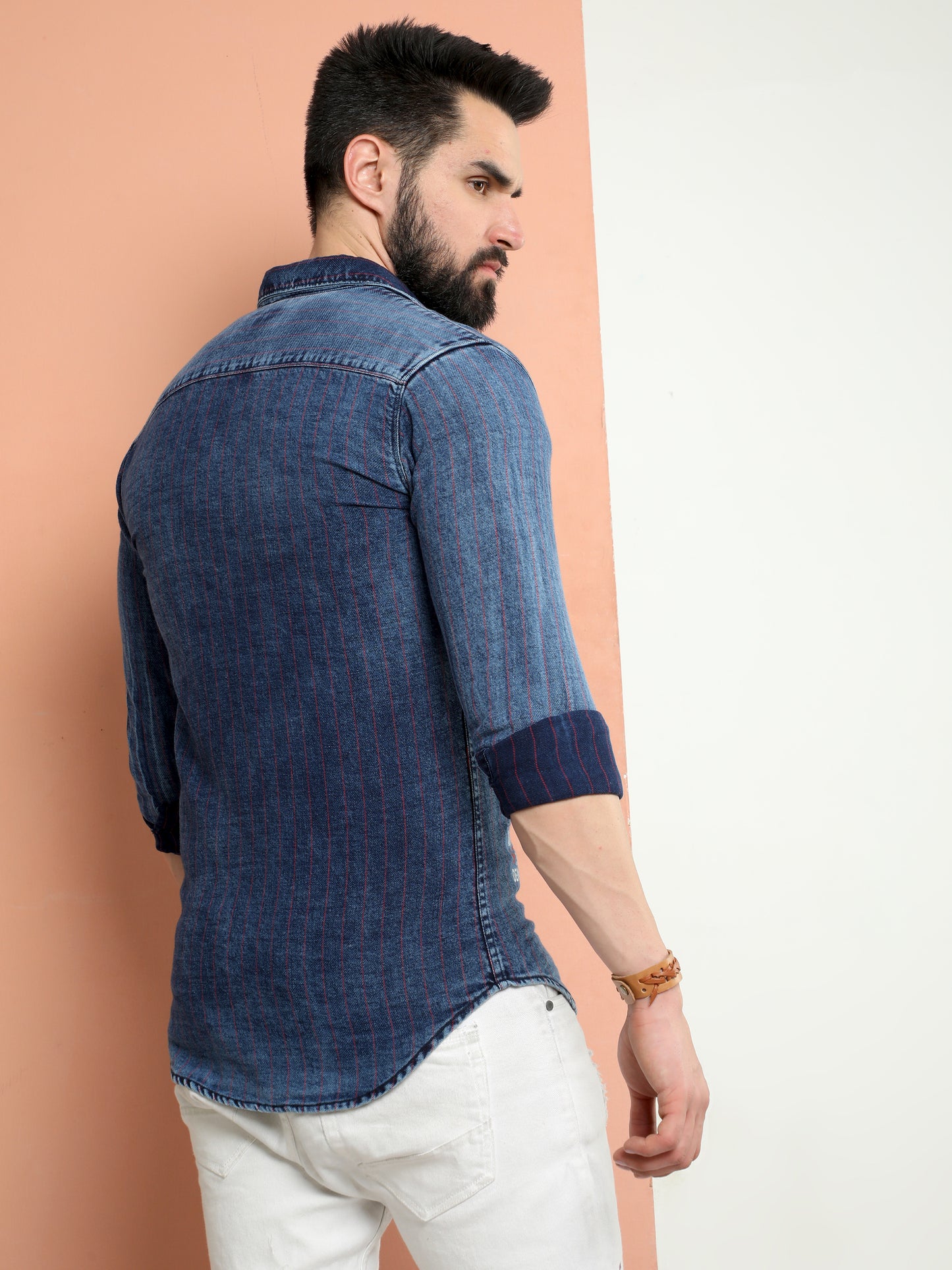 Onfire Denim Stripe Cargo Shirt white/Blue