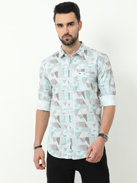 Onfire Abstract Digital Print Shirt - Light Blue