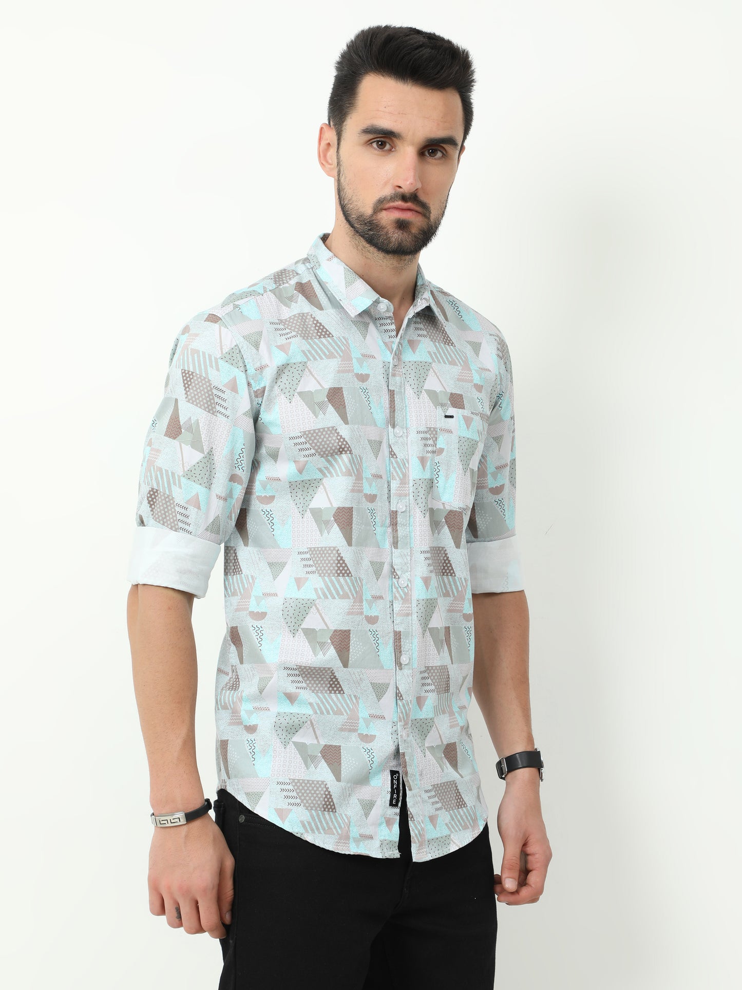 Onfire Abstract Digital Print Shirt - Light Blue