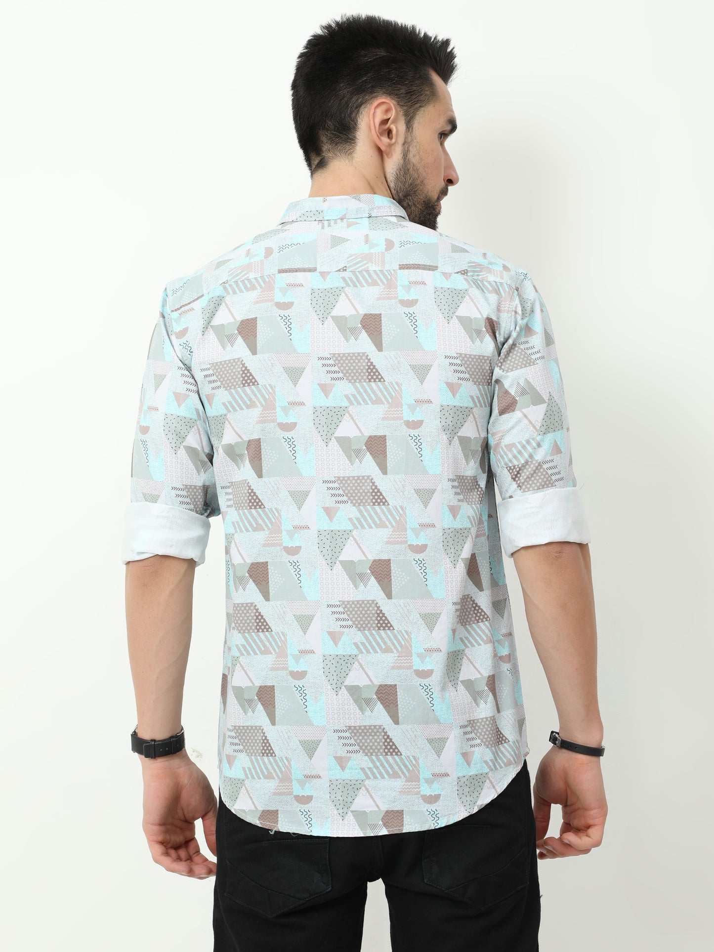 Onfire Abstract Digital Print Shirt - Light Blue