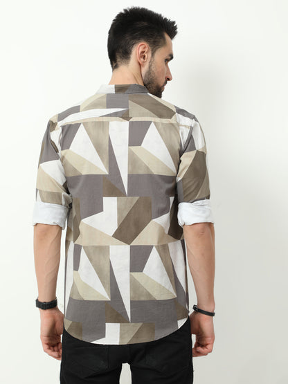 Onfire Digital Print Brown Shirt