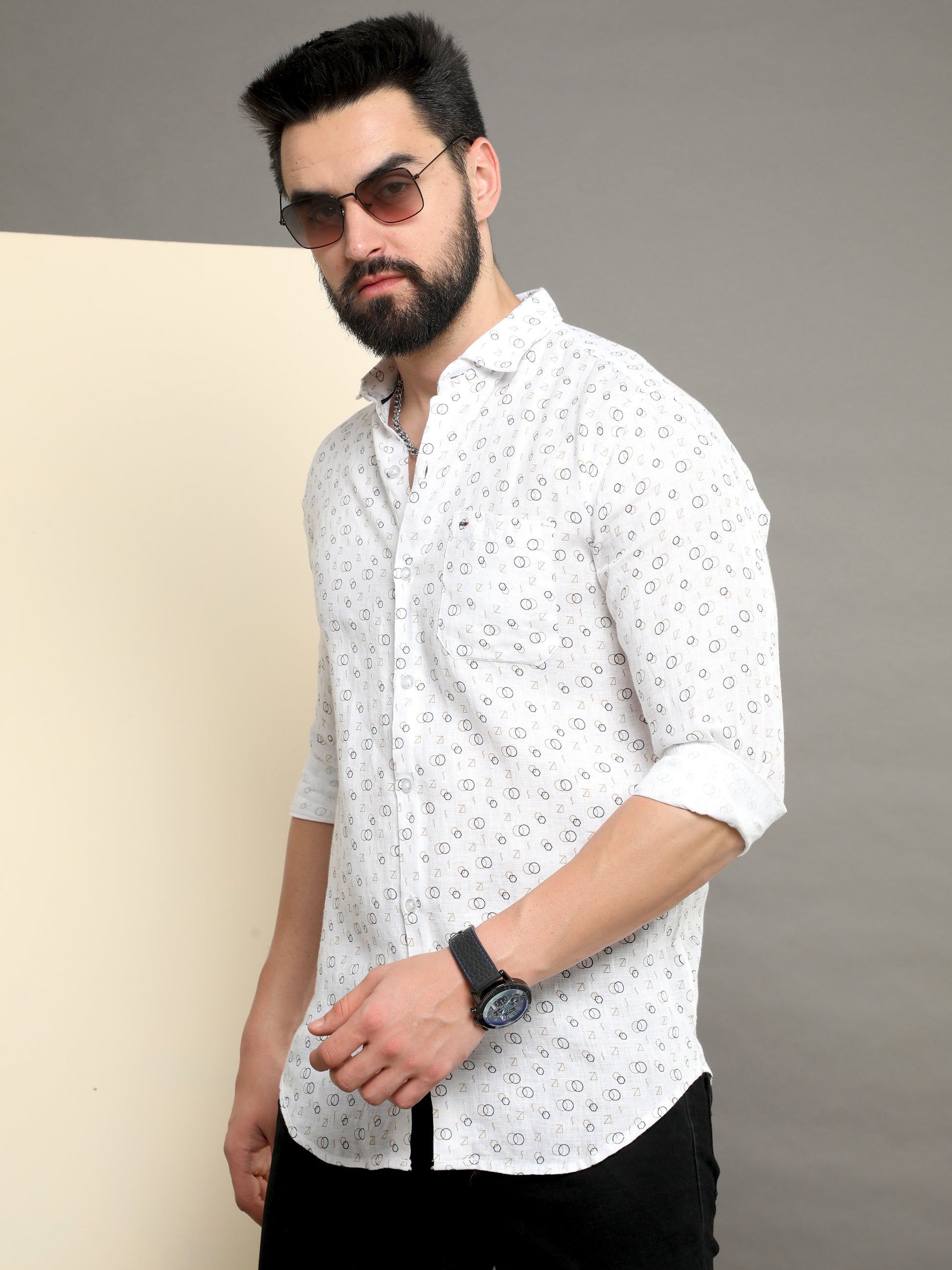 100% linen slim-fit shirt - Men