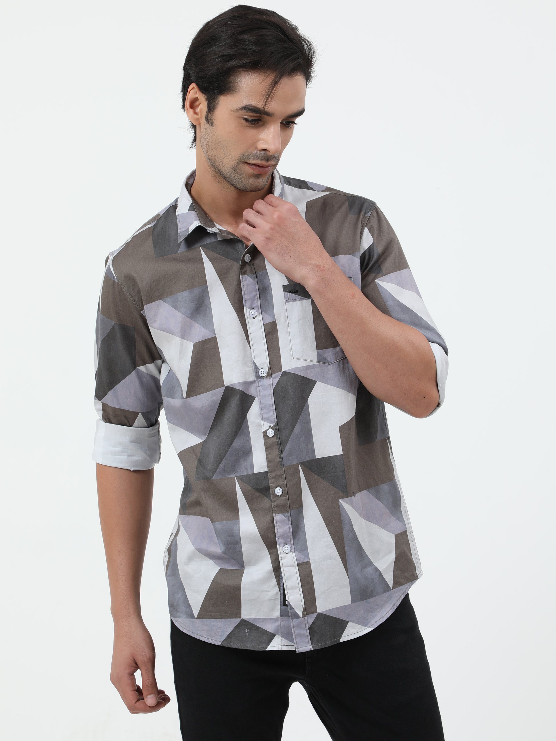 Onfire Dynamic Digital Print Shirt - Grey