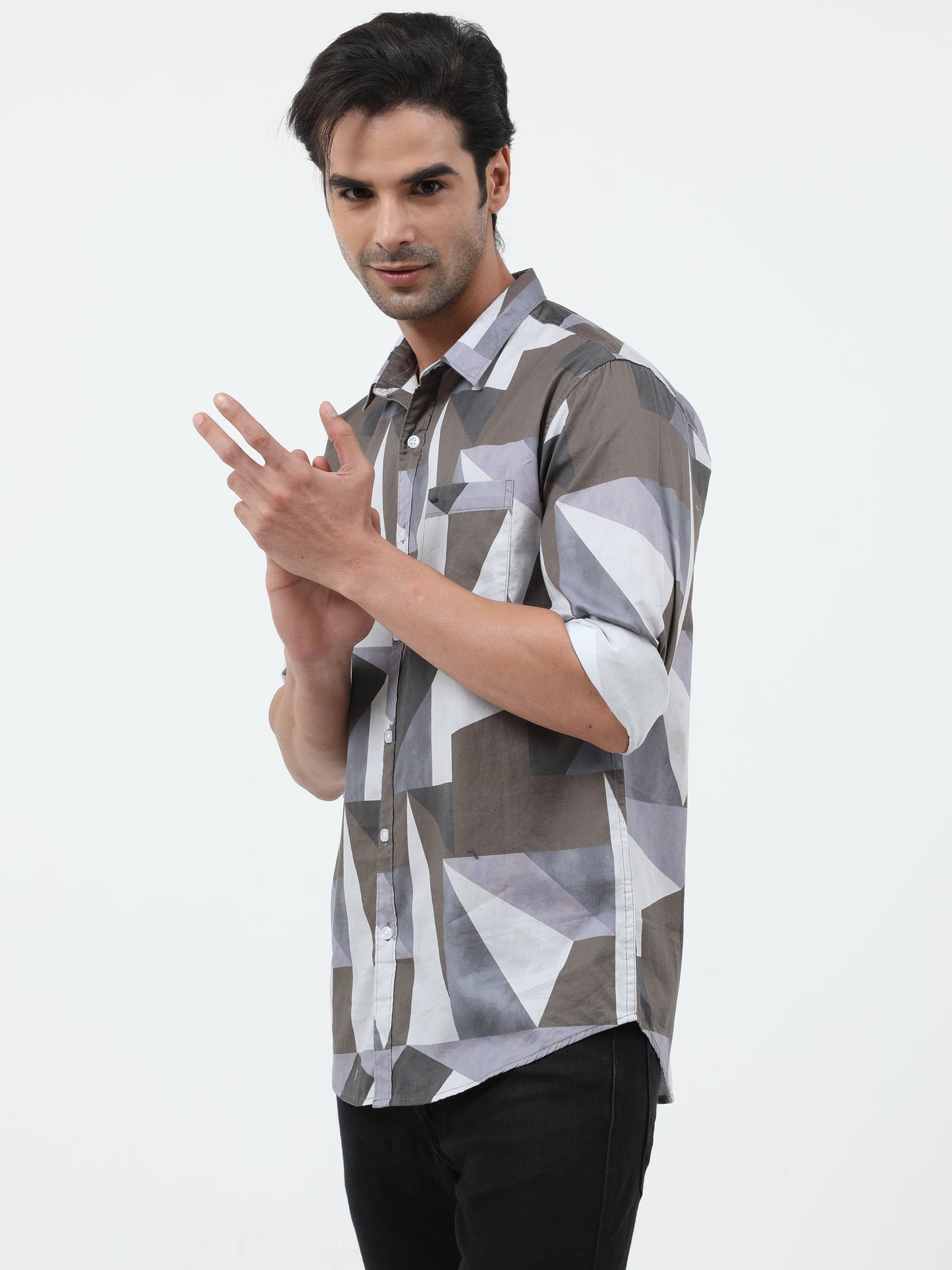 Onfire Dynamic Digital Print Shirt - Grey