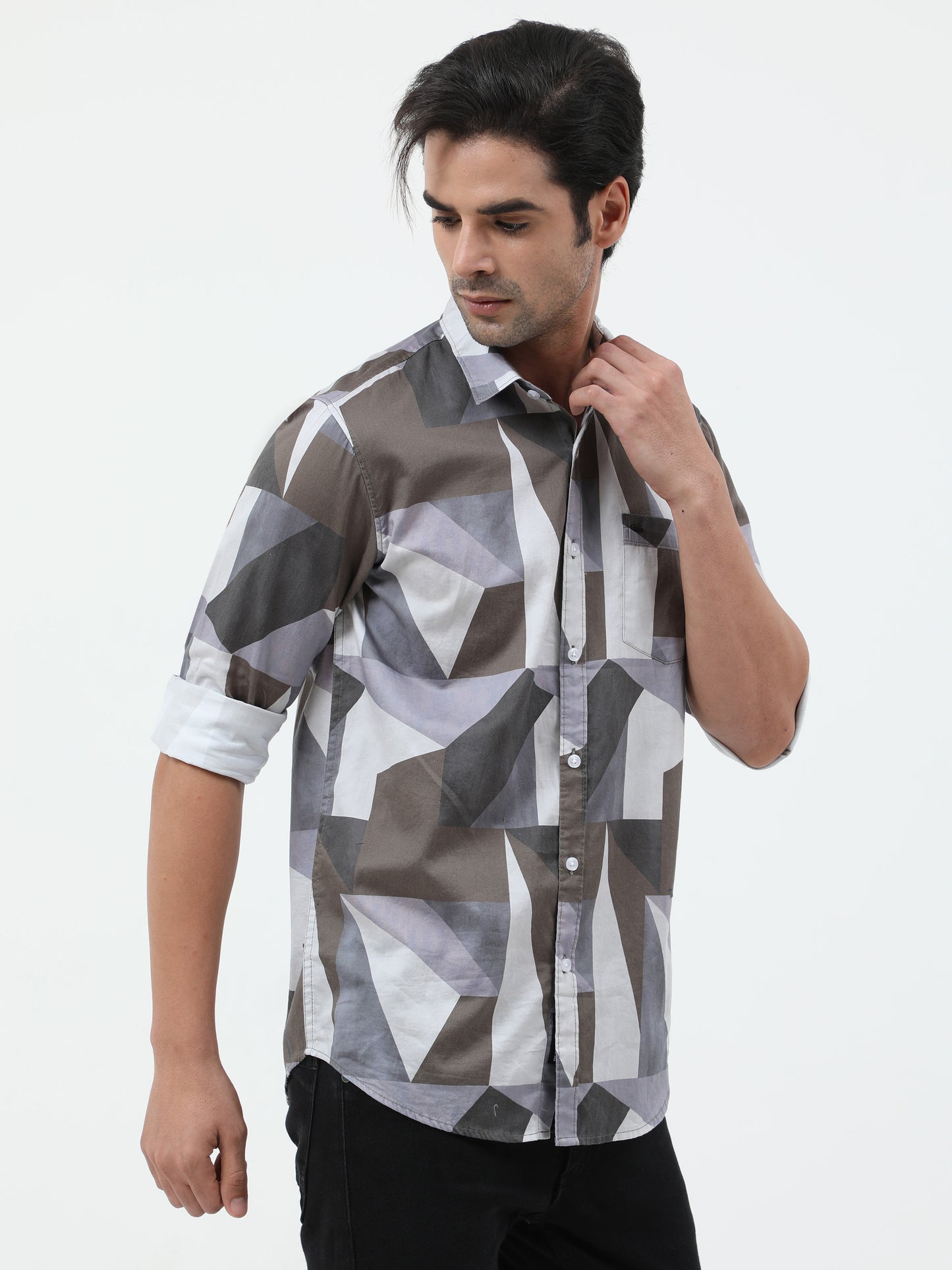 Onfire Dynamic Digital Print Shirt - Grey