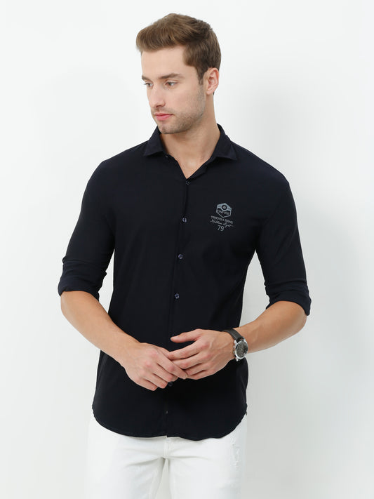 Onfire Designer Navy Blue Shirt